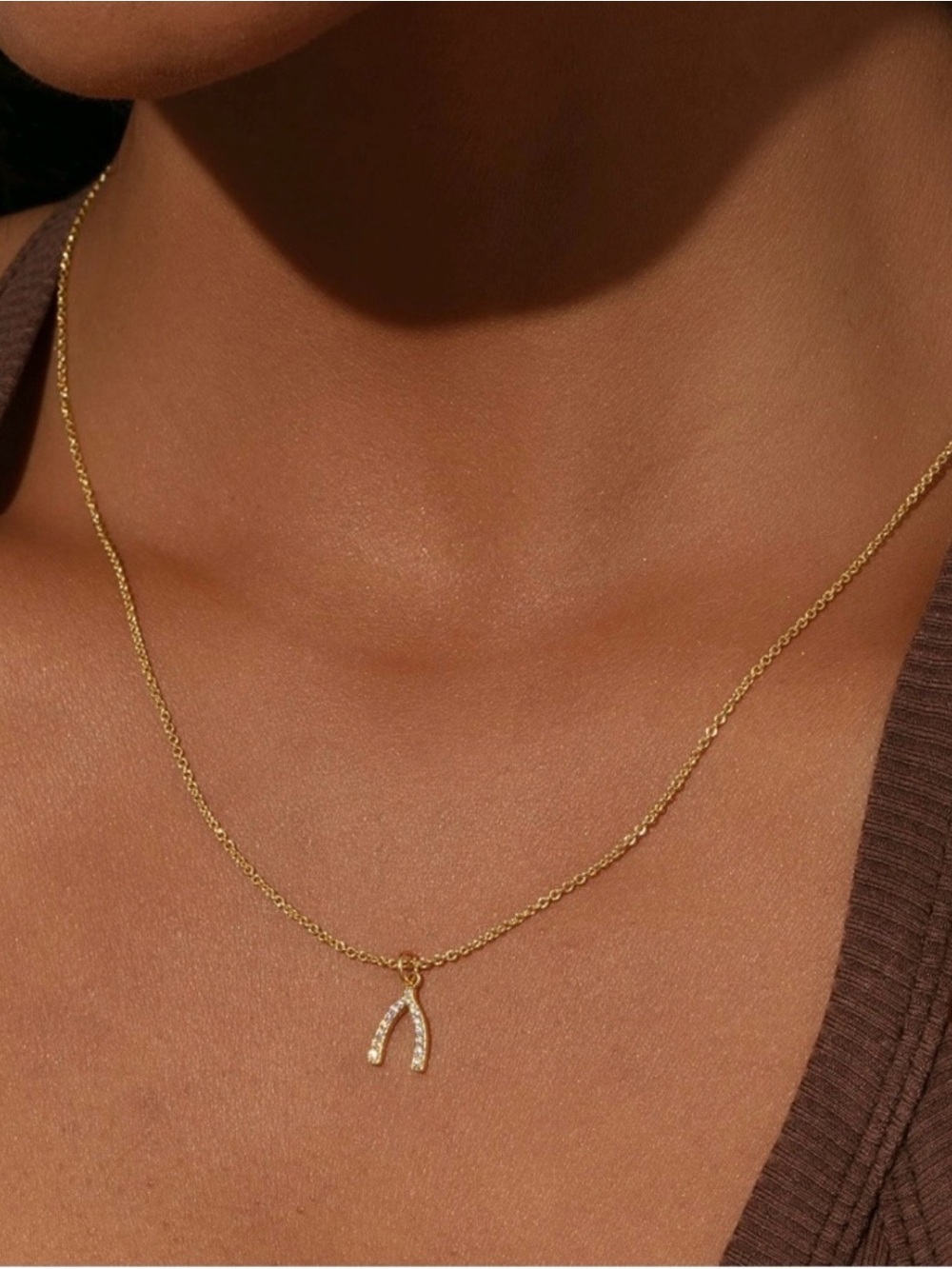 Uncommon James Gold Pave Wishbone Necklace